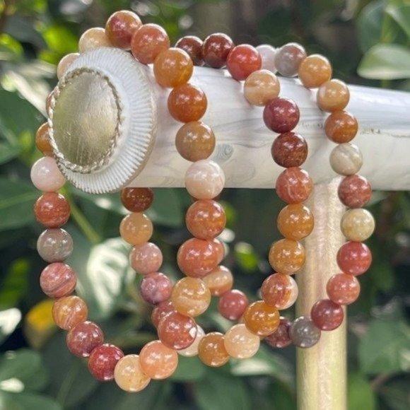 8mm Petrified Wood Stretch Bead Bracelet - Picture 2 of 4